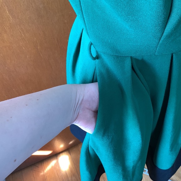 Double Zero black & Kelly green colorblock dress L - Picture 3 of 9